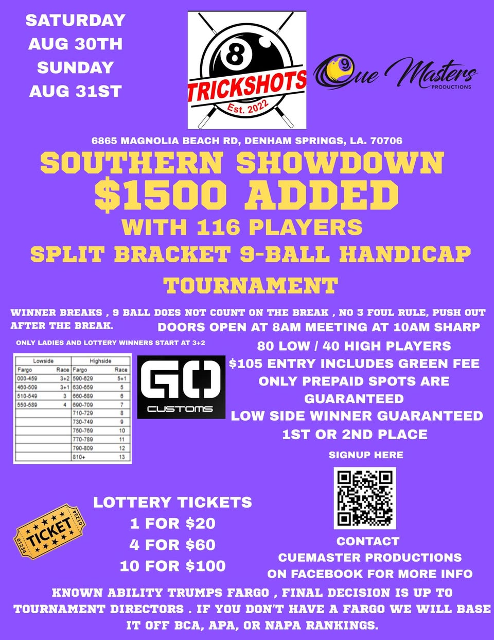 Tournament flyer / rules image